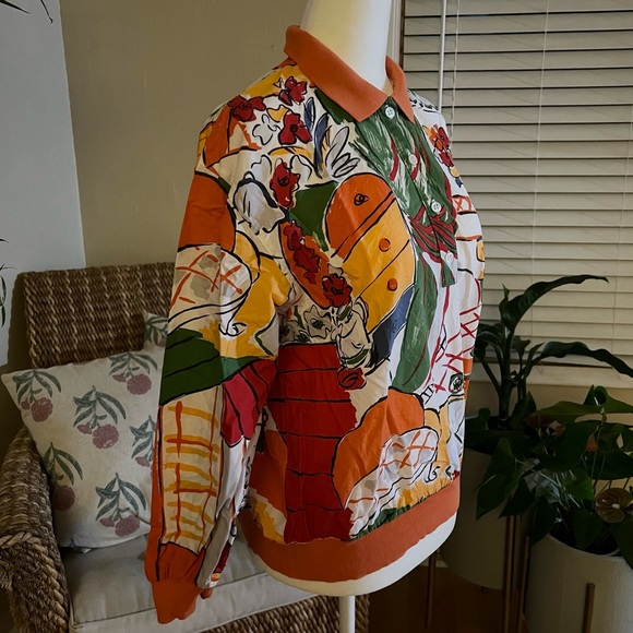 Authentic Vintage Christian Dior Sports Pattern Print Polo Longsleeve Size M - Picture 2 of 9